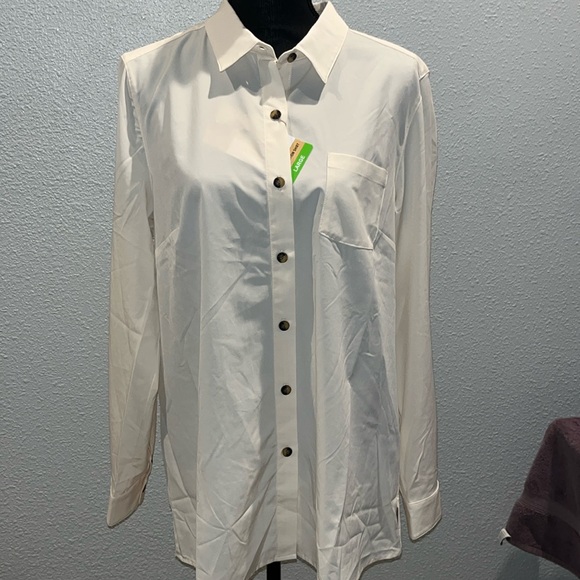 Zeroxposur size, large color, vanilla, sun protection, button-down top - Picture 2 of 13